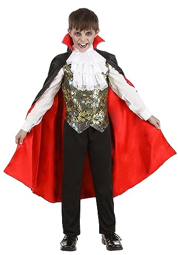 Disfraz clásico de vampiro para niños capa negro y rojo miniatura 1