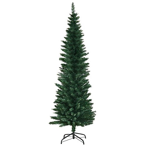 By Choice Products 5' / 6' / 9' PVC Artificial Slim Pencil Christmas Tree w/Stand (5')
