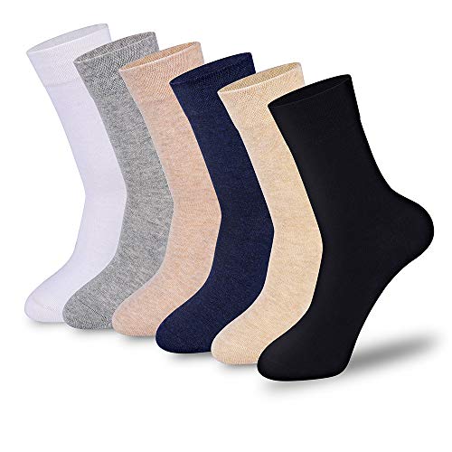MIANATURA Women's Crew Socks 98% Combed Cotton Dress Socks for Woman Business Socks for Great Gift Lightweight 6-Pack