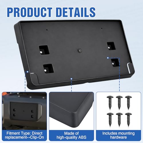 Image of Nilight Front License Plate Frame Holder Mounting Bracket for 2018-2023 2024 2025 2026 Jeep Wrangler JL JLU & Gladiator JT Accessories Replace # 68295610AA CH1068150 Black only for Steel Bumper