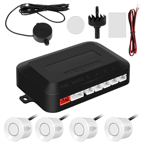 Bopfimer Sensor De Aparcamiento De Coche Parktronic 4 Sensores 22 Mm con Zumbador De Zumbador De De Respaldo Inverso-