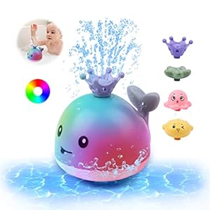 Baby Bath Toys,Whale Spray Swimming Pool Toy,Four Water Spray Patterns,Baby Light Up Bath Tub Toys,Waterproof Design Fun…