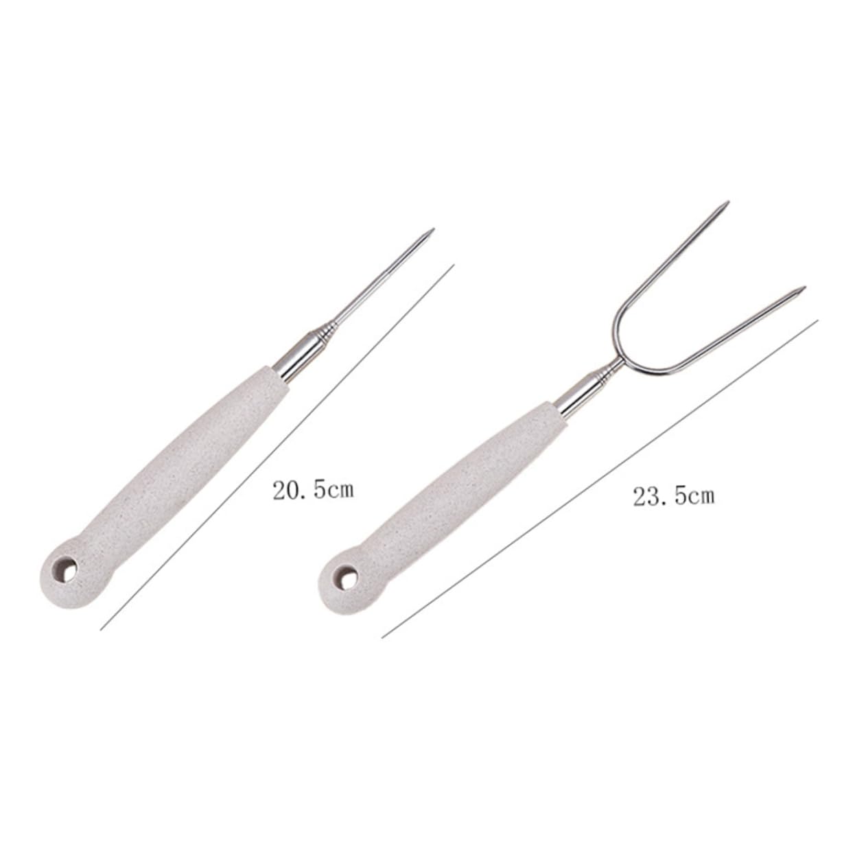 CIYODO 2pcs Portable Stainless Steel Barbecue Fork Double and Single Flexible Forks for Outdoor Bbq Camping and Grilling Essential Barbecue Tools for Smores Sausages and Vegetables