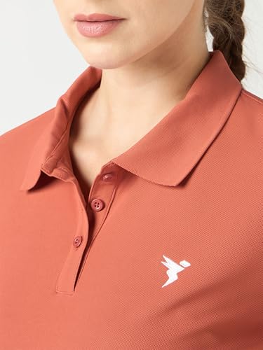 Image of TECHNOSPORT Womens Polyester Slim Fit Solid Half Sleeve Polo Matpiq T-Shirt with Techno Dry, Anti Static for Regular Use