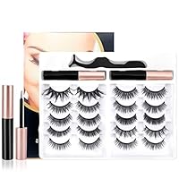 10 Paaren 3D Falsche Wimpern mit 2 Tuben Eyeliner und 1 Pinzette,Magnetische Wimpern,Natürlich Magnet Wimpern Set,Wiederverwendbare Magnetic Eyelashes,Wasserfestes,Langanhaltendes Make-up