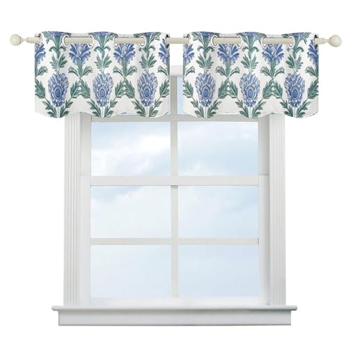 Cortinas de estilo étnico con flores azules para decorar tu cocina con elegancia 3