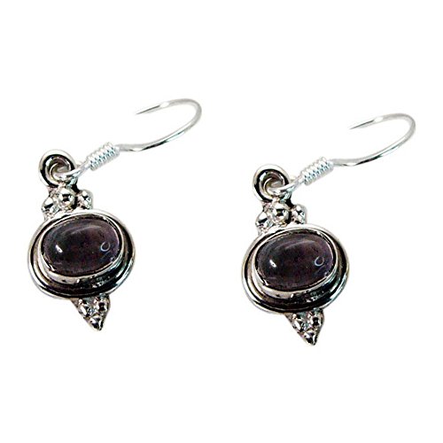 Pendientes de cuarzo rosa de moda real con piedra natural ovalada hecha a mano