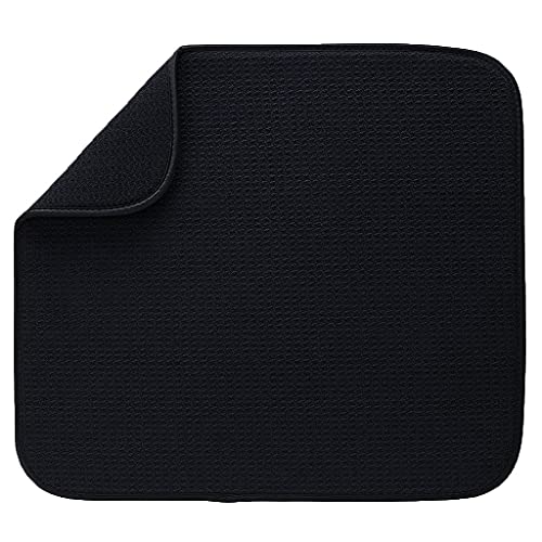 LOVIVER Microfiber Dish Drying Mats for Kitchen Drying Pads for Dishes Drainer Mat, Black, 40.5x45.5cm