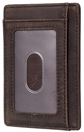 Travelambo Front Pocket Minimalist Leather Slim Wallet Rfid Blocking #TOP2