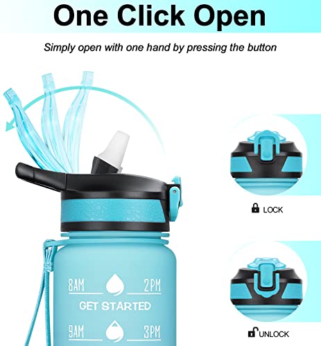 Elyphine 32/24 Oz Water Bottles With Removable Straw & Time Marker, Motivational Sports Bottles With Bpa Free Tritan Material, Leakproof Water Jug For Fitness #TOP3