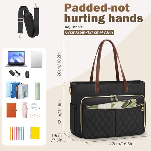 Teacher Tote Bag 15.6 Inch Laptop Bag for Women Work Bag with Accordion File Organizer Pocket & Insulated Pocket Nurse Bag 6