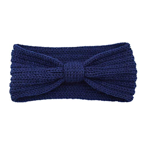 Walaka Bandeau Laine Cheveux Femme,Hiver Bandeau Chaud Bandeau Bowknot Perle DéCor ÉLastique Head Wrap Cheveux Cover