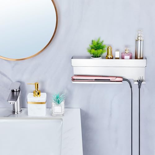 WAYASI Blow Dryer Holder Wall Mounted Hair Straightener Holder, Blow Dryer and Curling Iron Holder for 7 in 1 Styler Attachments, Hair Dryer Holder, Bathroom Hair Tools Organizer (Silver) by WAYASI - Used condition - Image 6