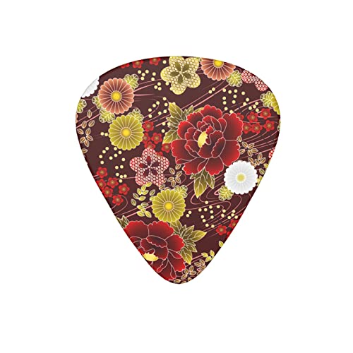 Lot de 12 médiators pour guitare électrique basse acoustique Motif floral Rouge - Les Beatles, Paul McCartney, John Lennon, RIngo Starr, George Harrison Lot de 12 médiators pour guitare électrique basse acoustique Motif floral Rouge