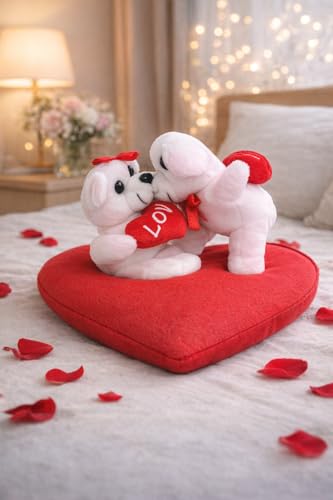 Image of ZEXSAZONE Soft Plush Smiley Teddy Bear 22 CM | Kissing Love Teddy with Heart | Cute Romantic Gift for Valentine's Day, Anniversary, Birthday | Cuddly Stuffed Toy for Girls & Kids
