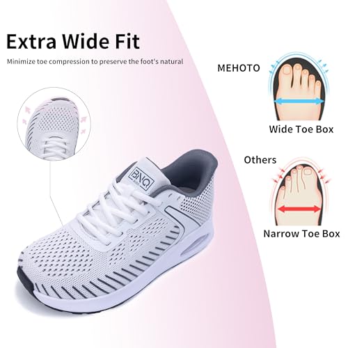 Image of MEHOTO Womens Wide Toe Box Shoes Walking Sneakers with Arch Support Fashion Tennis Shoes for Swelling Bunion Plantar Fasciitis