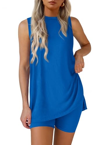 Image of PRETTYGARDEN 2 Piece Sets for Women 2026 Summer Matching Lounge Shorts Set Resort Airport Travel Loungewear Outfits Clothing