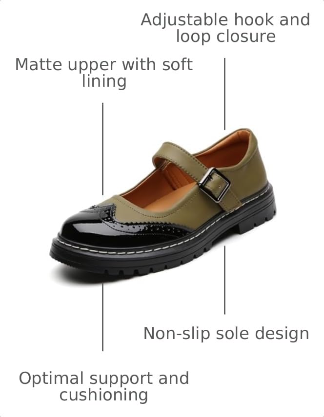 Image of Mary Jane Shoes Women Platform Non-Slip Casual Dress Shoes | Round Toe Ankle Strap Comfort Classics Oxfords Work Mary Jane Office School Shoes