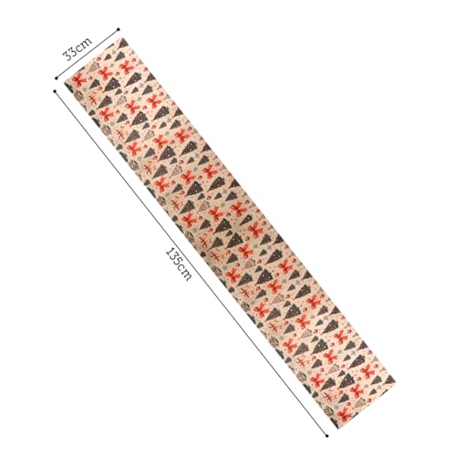 Image of 135 cm Dining Table Runner - Christmas Tree Red Bow Theme,Digital Print, Washable, Indoor /Outdoor, Heat-Proof, Wipe & Clean (135X33 cm) Olive & Green