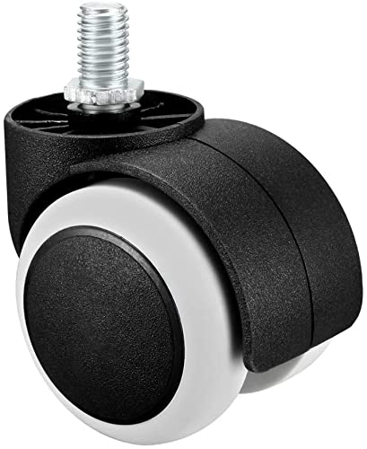 XYWHPGV Office Chair Casters Wheels 2 Inch PU Twin Wheel M10x14mm Threaded Stem Rotate Caster White(f7d04 76976 eeab9 eb687 aa697 0b861