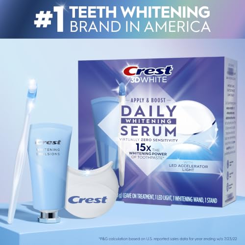 Image of Crest Whitening Emulsions Leave-on Teeth Whitening Gel Kit with LED Accelerator Light, 0.63 Oz (Pack of 3)