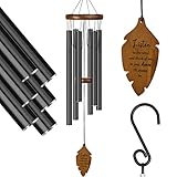 Kingtto Outdoors Wind Chimes Sympathy Memorial for Loss of Loved One - Soothing Melodic Tones. Bamboo and Aluminum Chime Great as a Gift for Your Patio Porch Garden and Backyard (34.6' Black)