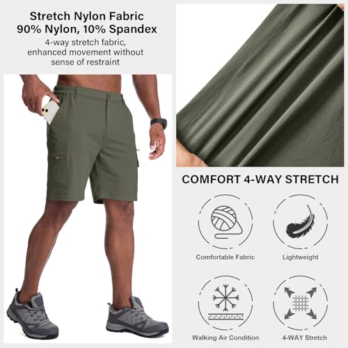 Image of Jessie Kidden Mens Cargo Shorts Expandable Waist Quick Dry Hiking Shorts