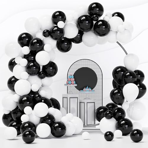 Black and White Balloons 120pcs White Black Balloon Graland Arch Kit for Birthday Party Graduation Bridal Shower Weddings Decoration