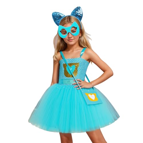 Disfraz infantil de dibujos animados para cosplay, disfraz de hada, elegante, estilo de corte, azul celeste, XXL=10-12Y