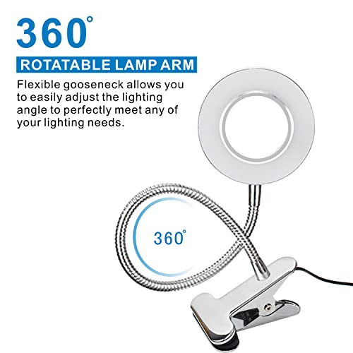 Image of KNAMKY USB LED Clip-on Desk Lamp, Reading Light, 3 Light Modes & 10 Dimmable Brightness, Eye Care, Book Lamp, Bedside Lamp with Flexible Neck, Adjustable, Perfect for Learning and