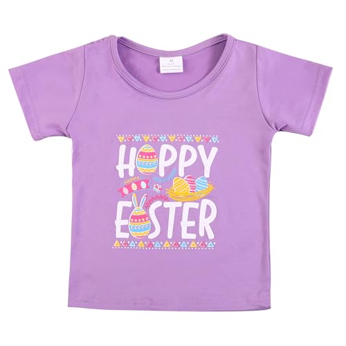Image of Easter Toddler Girls T-Shirts Bunny Short Sleeve Shirts Kids T Shirts Cotton Girls Summer Tops T-Shirts 3-8Y