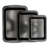 PINVNBY Baking Pans Set-3 Piece Cookie Pan Non-Stick Baking Tray Set Kitchen Oven Pan Bakeware Set b