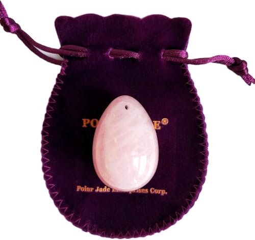 Rosenquarz Yoni Ei gebohrt Mittel mit Zertifikat und Anleitung Pink Love Stein für Frauen Beckenbodenmuskulatur und Gegen Harninkontinenz mit besseren Kontrolle über die Blase die von Polar Jade stärken zu