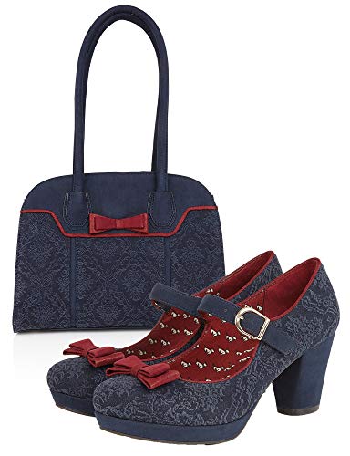 Chaussures Mary Jane Frankie avec sac assorti bleu marine pour cérémonies et soirées habillées