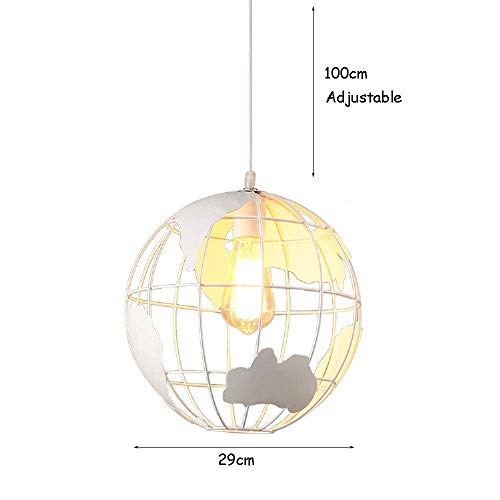 Lustre industriel géométrique en cage de fer ronde noire