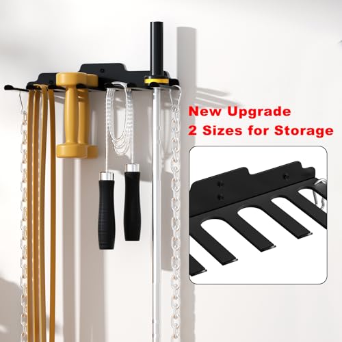 Image of JNIHEEP Olympic Barbell Hanger,Garage Gym Bar Wall Rack,Vertical Barbell Mount Rack,Black Powder Coated,Space Saving Commercial or Home Gym Accessory,Holds Under 33mm Bar Size