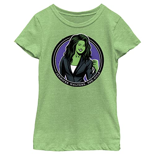 Marvel Girl's She-Hulk Jennifer Walters Circle Badge T-Shirt, Green Apple, XS