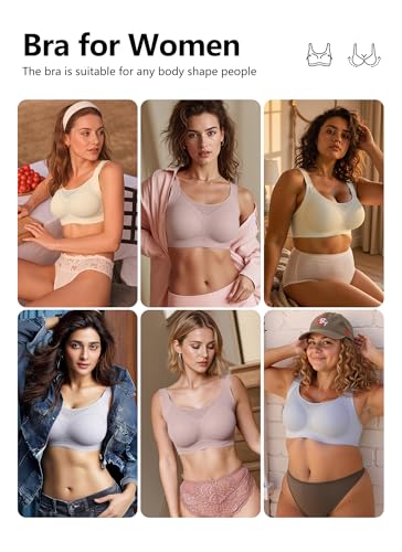 Image of Xcutting Lace Women's Seamless No Underwire Bra Soft Wireless Comfort Bralettes Full Coverage Bralette Everyday T-Shirt Bra