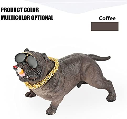 Miniatura 2 de Bully - Figura decorativa de perro para automóvil, bulldog americano, tablero de instrumentos de automóvil, decoración del hogar, cadena dorada