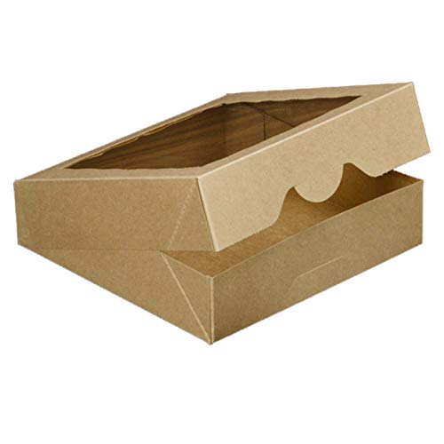 ONE MORE 10inch Natural Kraft Bakery Pie Boxes With PVC Windows,Large Cookie box 10x10x2.5inch 12 of Pack (Brown,12) by ONE MORE - Image 7