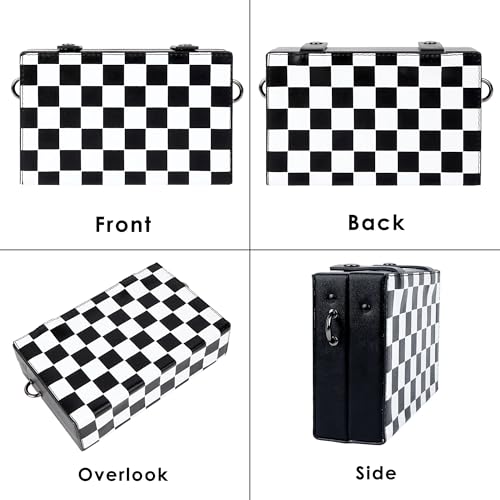 Crossbody Bag Unisex, Black and White Leather Shoulder Bag, Minimalist Punk Handbag4