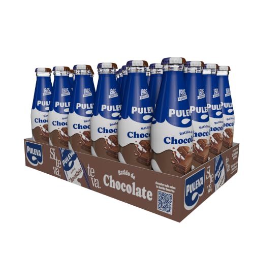 Puleva - Batido Puleva Cacao Botella de Cristal, Leche Parcialmente Desnatada, Rico en Proteínas, Calcio y Vitamina D, Ideal para Niños y Familias, Pack 24 Unidades