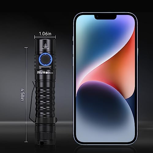 wurkkos FC11 Pocket LED Flashlight High 90CRI Ultra Bright Max 1300Lumen EDC Flashlight USB C Charge,IP67 Waterproof Flashlight,Magnetic Tailcap, Great for Indoor/Outdoor Activities(FC11-Black-5000K)