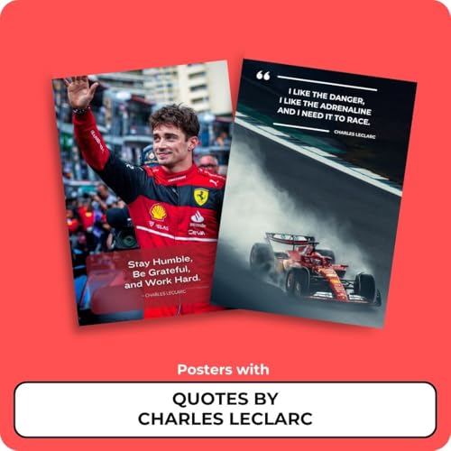 Image of auraposter Charles Leclerc Poster (Set of 40) | Formula 1 Posters (15 x10 cm) | Ferrari Formula One Poster Charles Leclerc MiniPosters for Wall, Bedroom, Living roo m | Posters | Glue Dots Included
