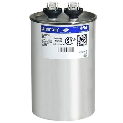 (2) Pack - Genteq 97F9816-60 + 5 uf MFD 370 Volt VAC Genteq Replacement Round Dual Run Capacitors
