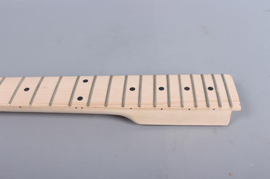 ModouString Unfinished Guitar Neck DIY for 22 Fret 24inch Maple wood Paddle Head Locking Nut