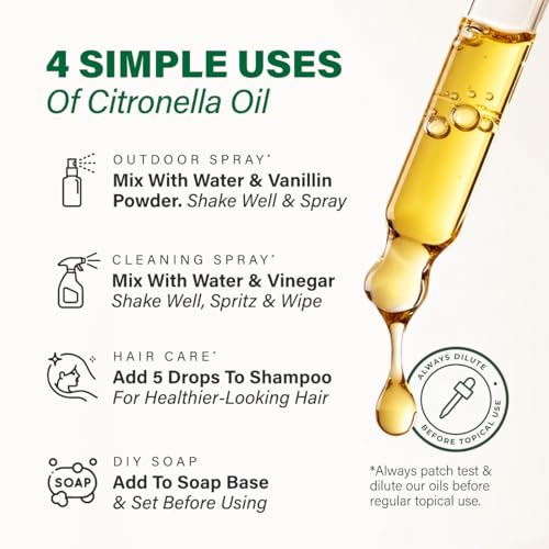 Image of 100% Pure Citronella Oil - 4 Fl Oz Citronella Essential Oil for Hair, Skin, Diffuser, Aromatherapy & DIY Soap Making Scent