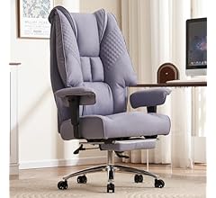 Deal Alert: EXCEBET Big and Tall Office Chair 400lbs Wide Seat, Leather High Back Executive Office Chair with Foot Rest, Ergonomic Chairs Lumbar Support for Lower Back Pain Relief (Light Purple) - 10% Off!