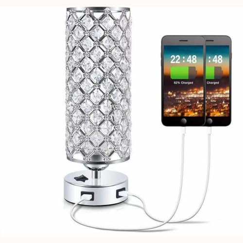 Lampe de chevet bureau LED cristal intensité variable avec douille E27 USB - 2