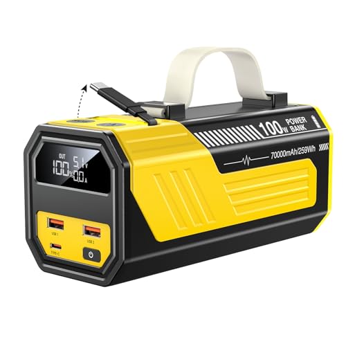 CUZAR Batterie Externe 100W, 70000mAh Batterie Externe Grande Capacité, intégré câble rétractable,Power Bank pour MacBook Pro Laptop Steam Deck iPhone16 Pro Max Samsung iPad Pro Air etc